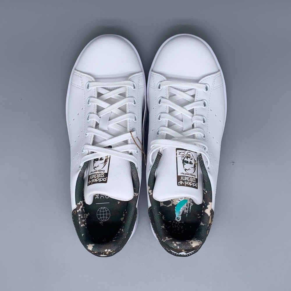 Adidas Stan Smith J ID7219 White Camo Shoes Youth Sz 4 EU 36 - Picture 4 of 11